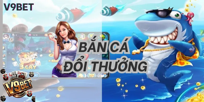 Giao diện chuyên mục Bắn Cá V9BET với phòng chơi và mục tiêu trên màn hình