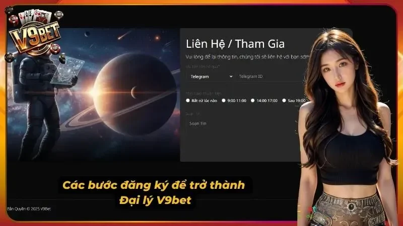Hình minh họa quy trình đăng ký đại lý V9BET