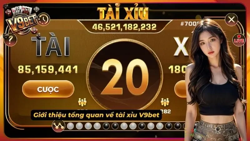 Tài Xỉu V9BET | Cách Chơi, Luật Xúc Xắc & Cửa Cược 1 Hình minh họa trò chơi Tài Xỉu V9BET với xúc xắc
